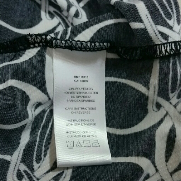 Michael Kors Dress black white Chain Maile Print midi long sleeve Stretchy Small - Picture 5 of 6